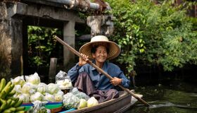 The local on the Boat at Floating Market, Thailand